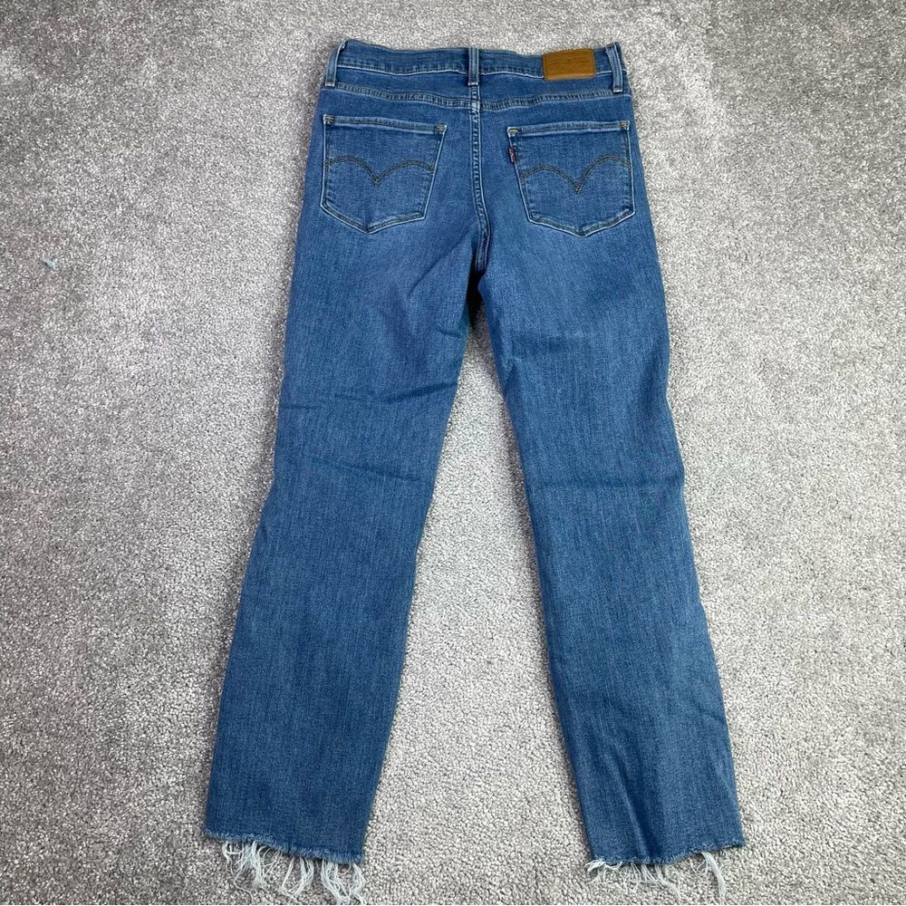 Levi's 724 Jeans Women's 27 Blue Straight High Rise Medium Wash Distressed - Picture 2 of 10